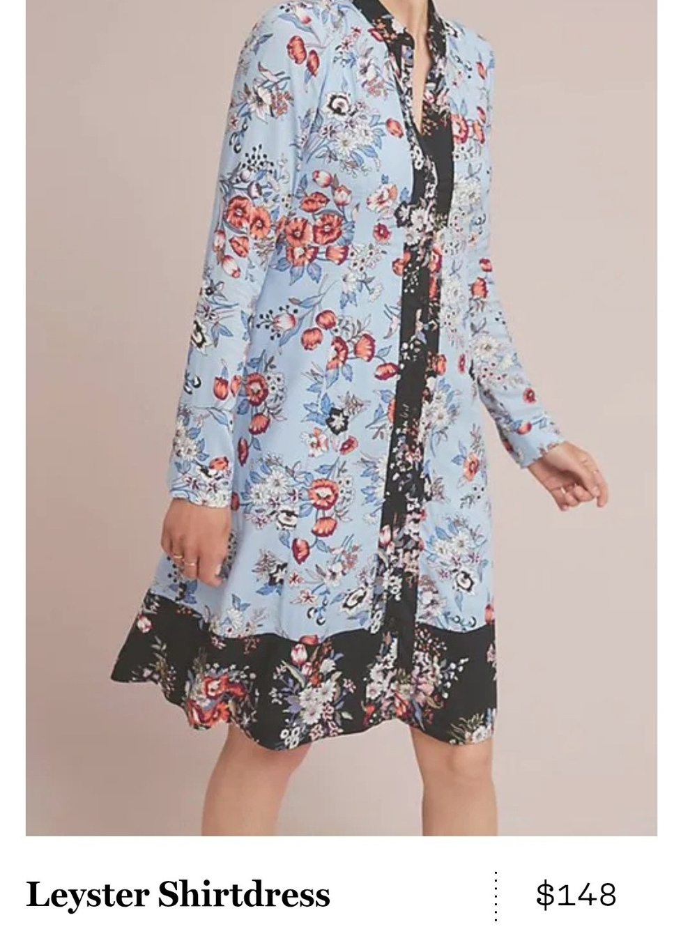 Maeve Leyster Shirtdress — Light Blue Floral Size 2